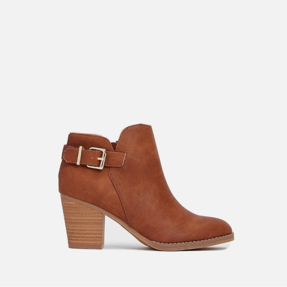 Express Brown Bowery Faux Leather Ankle Booties
